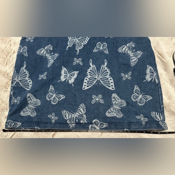 NoBo No Boundaries Denim Butterfly Mini Halter Dress Size Large 11-13 - Picture 6 of 10